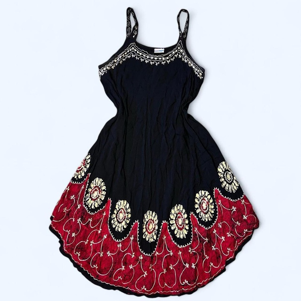 Whimsigoth Black & Red Embroidered Dress by Shoreline!